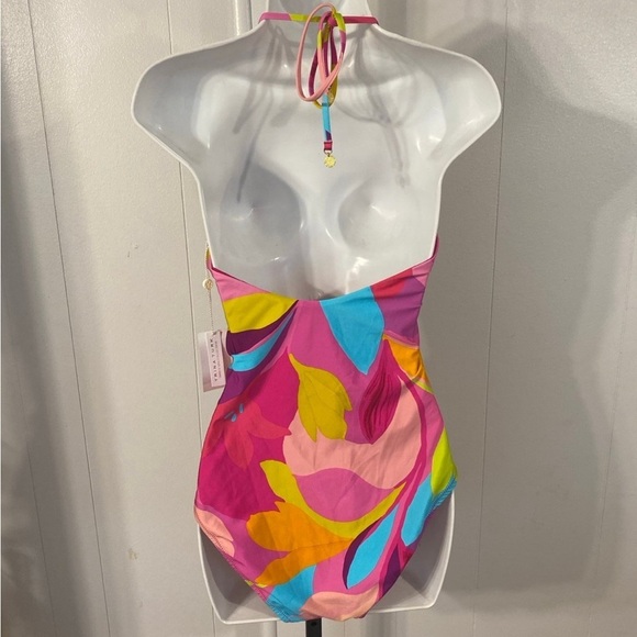 Trina Turk Womens Standard Lilleth One Piece Swimsuit Plunge Neck Floral size 10 - Picture 6 of 11